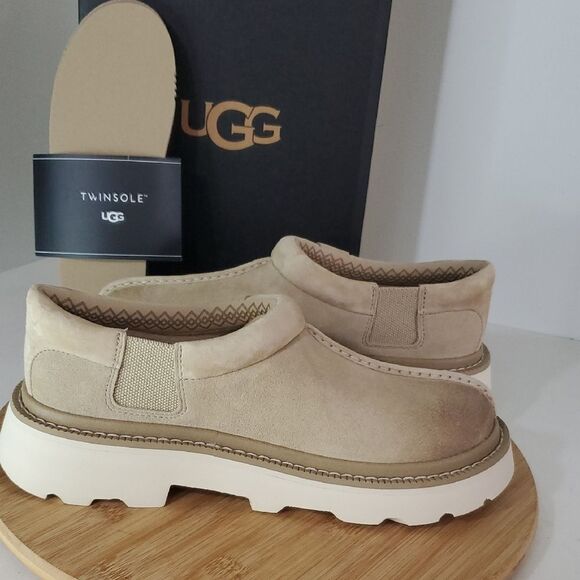 UGG Tasman Lug Slipper Loafer Shoes MEN US 8/ EU 41 Suede Twinsole Mustard Seed - Picture 9 of 14